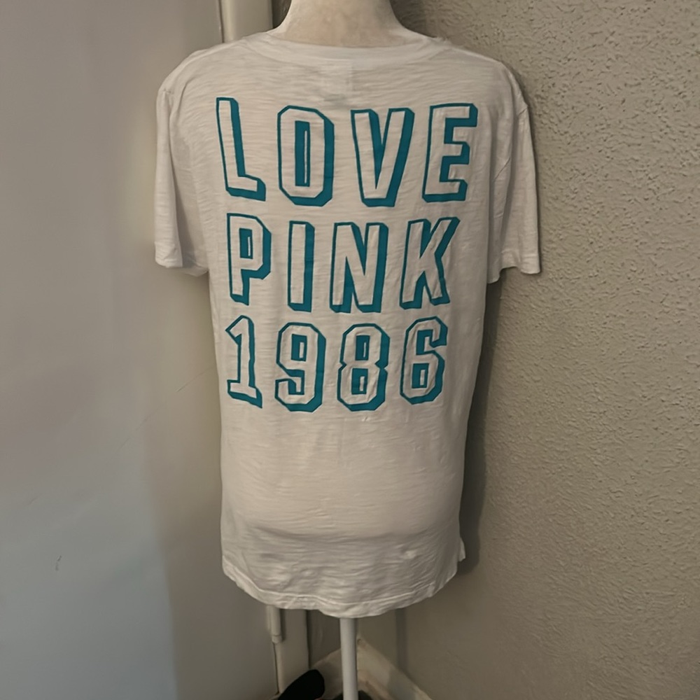 PINK Victoria Secret Short Sleeve Campus T-Shirt S Cozycore Preppy Casual Comfy - Picture 1 of 8